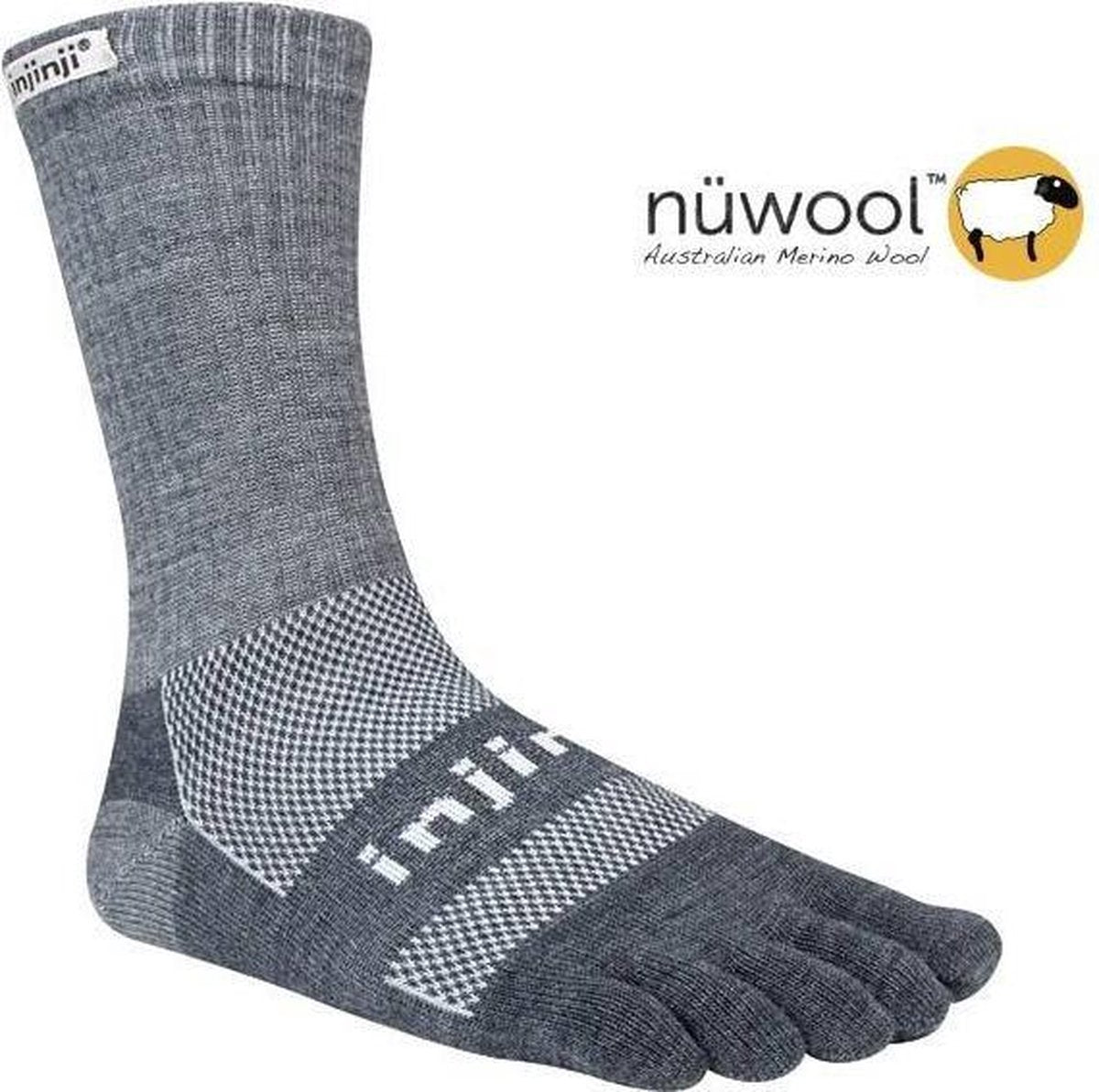 Injinji Outdoor Crew Nüwool Unisex 223370 - Meerkleurig charcoal Unisex - M=40