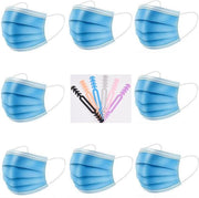 Blauwe Wegwerp Mondmaskers | 100 Gekleurde Mondkapjes | Met 6 Earsavers Mixed Kleuren | 3 Laags | Hoogste Kwaliteitsgarantie