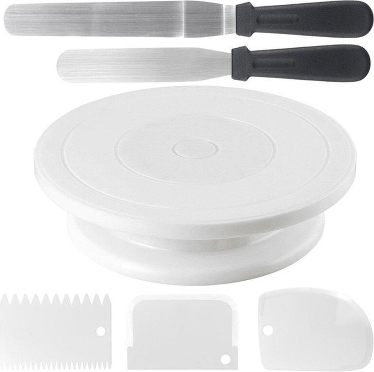 Draaitafel taart set - Draaiplateau - Accessoires Set - Roterende Cake Stand - Draaitafel taart Kunststof - Taart benodigdheden - Diameter van Ø28cm