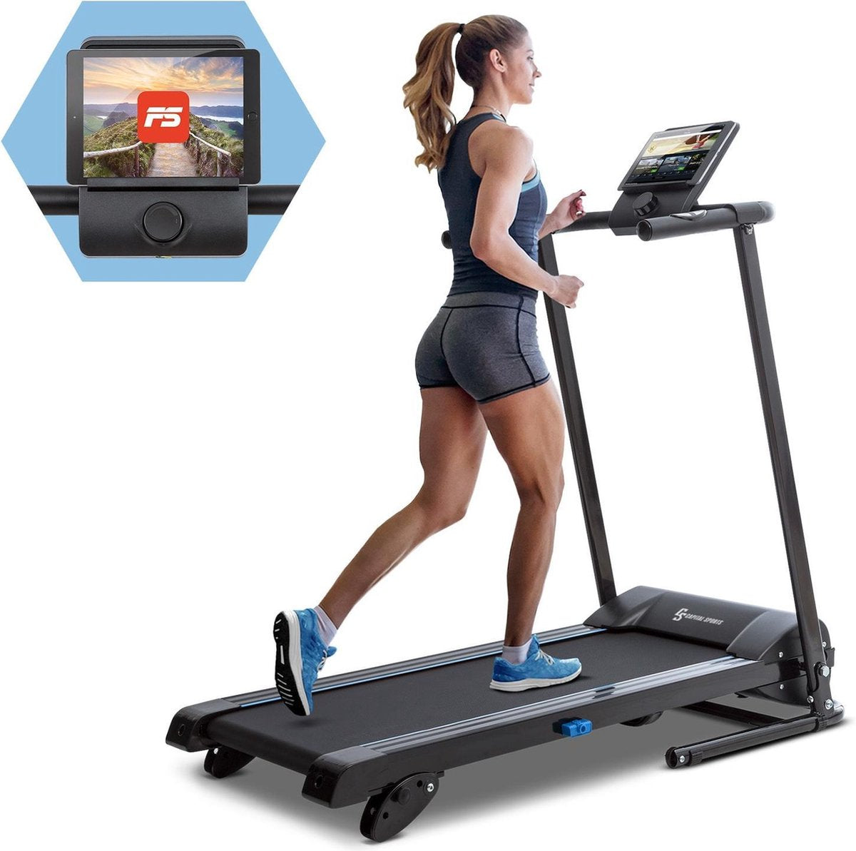 CAPITAL SPORTS Pacemaker F60 loopband t/m 10 km/h - trainingscomputer-  LCD-screen - polssensor - 12 programma's - bluetooth