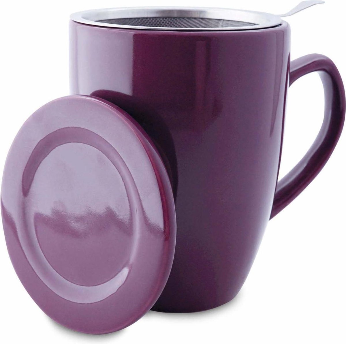 Mok met zeef en deksel - Theebeker Soft Viola - Paars - 350 ml