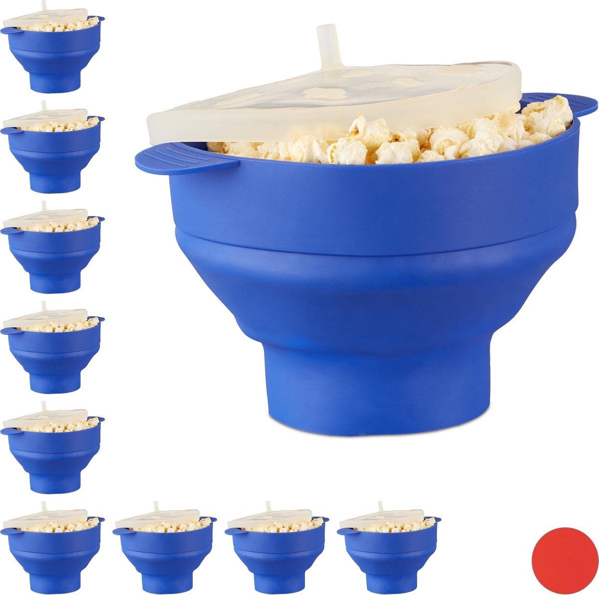 relaxdays 10 x popcorn maker silicone - magnetron - popcorn popper - opvouwbaar – silicone