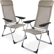4Goodz 2x Lichtgewicht Ventilerende Tuinstoelen met 5 standen - Zand