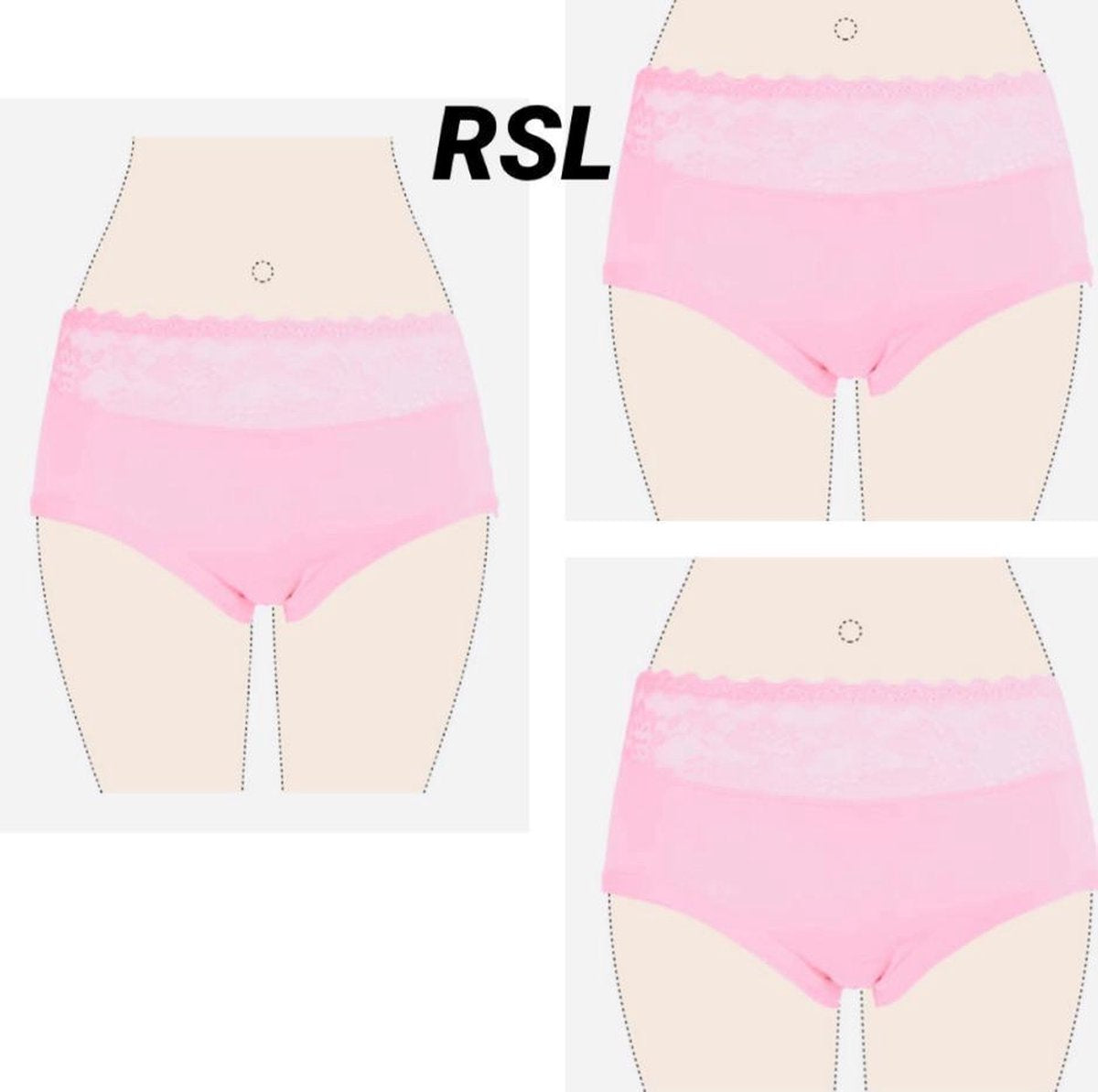 Dames slips 3 pack met kant XXL 44-52 lichtroze
