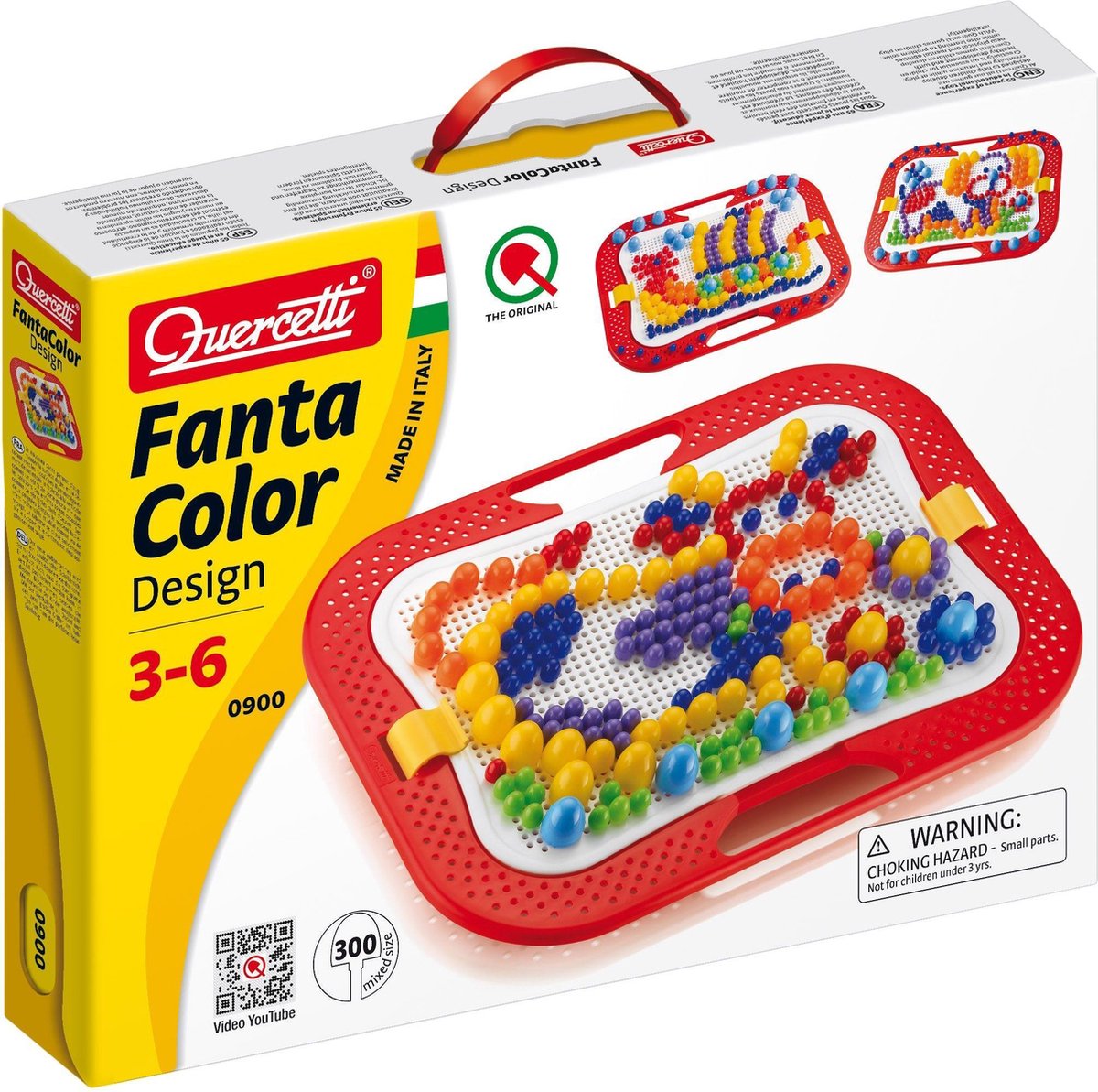 Quercetti FantaColor Design - Frame met 300 Pinnen - Draagbaar met Opbergvak