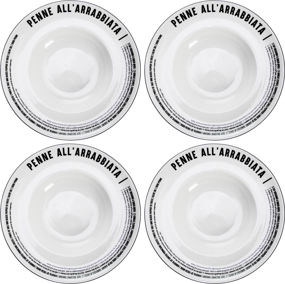 Pasta Bord Ø 27cm Penne - set 4 stuks