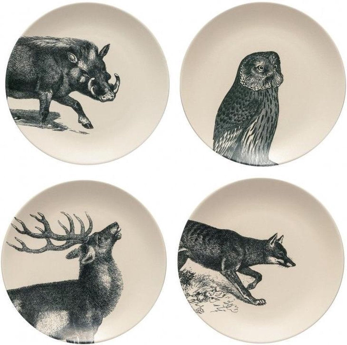 Costa Nova - servies - ontbijtborden Fauna - set van 4 - 21 cm rond