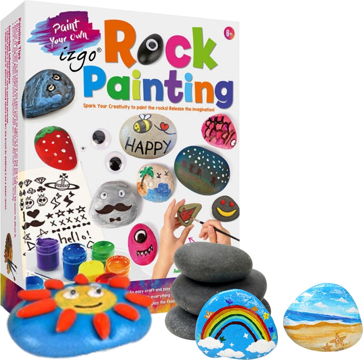 Stenen Schilderen - Happy Stones maken - Rock Painting Pakket - Complete Startset  - Dotting - stippen Mandala - HappyStone keien beschilderen