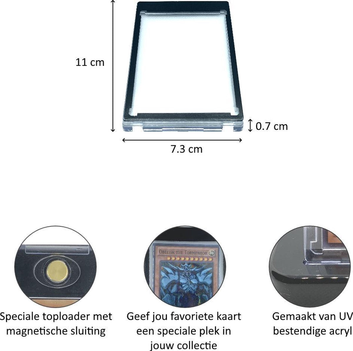 Toploader magnetisch - Black border - Card protector - Card sleeves - One-Touch Magnetic Holder - Transparant acryl