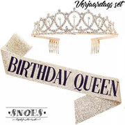 Snoes * Gold Verjaardag Kroon Tiara en Sjerp * Birthday Queen * Goud * Gold * Jarige versiering * Dress up for your Birthday *