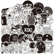 Winkrs - Zwart Wit Stickermix - Stickers 50 stuks