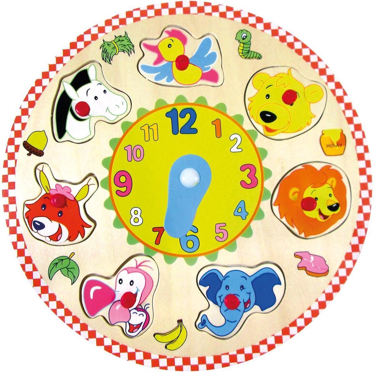 Bino Vormenpuzzel Dierenklok Junior 30 Cm Hout 8-delig