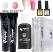 Yayoge polygel starterspakket gelnagels starterspakket gel nagellak gellak starterspakket kunstnagels led lamp 2 kleuren
