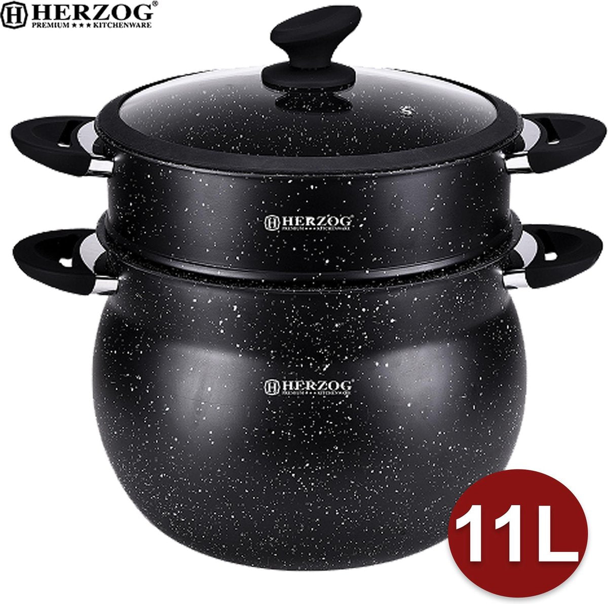 Herzog HR-CP11M: 11L aluminium steencoating couscous pot