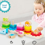 Boby sorteerspel met uitrusting: KLEUREN en VORMEN - intelligentie roterende geometrische vorm cognitieve vijf kolommen - Vijf pijlers Puzzelspel Montessori Vroegschoolse educatie Leermiddelen Geometrische vorm - Bijpassende pijlers - Bouwstenen