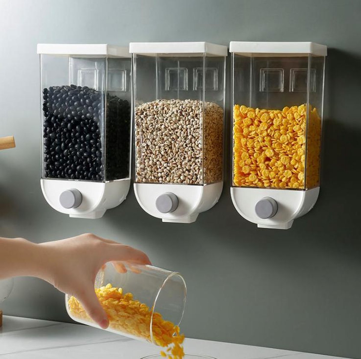 MIRO Voorraad Bussenset 2-Delig Opbergdoos Voedsel 1000ML 1500ML  + Plakstrip + Drukknop