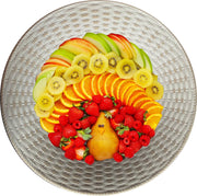 Dienblad - hout - gevlochten - wit - opdienbladWooden Woven Plate 50x50x5cm - White - Serveerschaal - Decoratie bord - bord