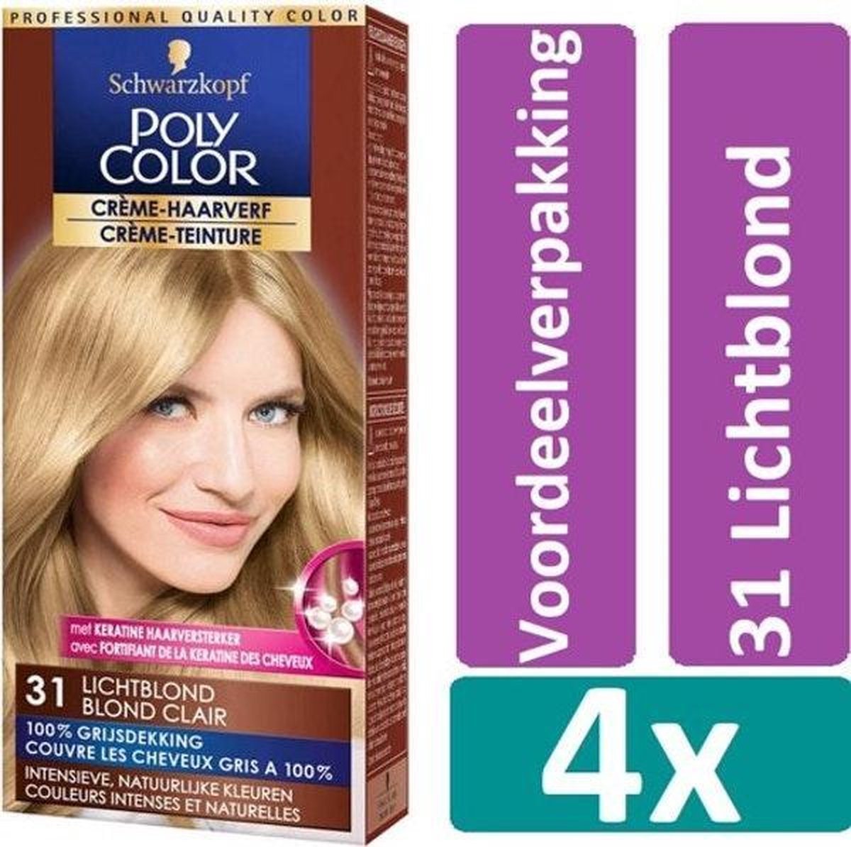 Poly Color Haarverf 31 Lichtblond Haarverf 4 stuks Voordeelverpakking