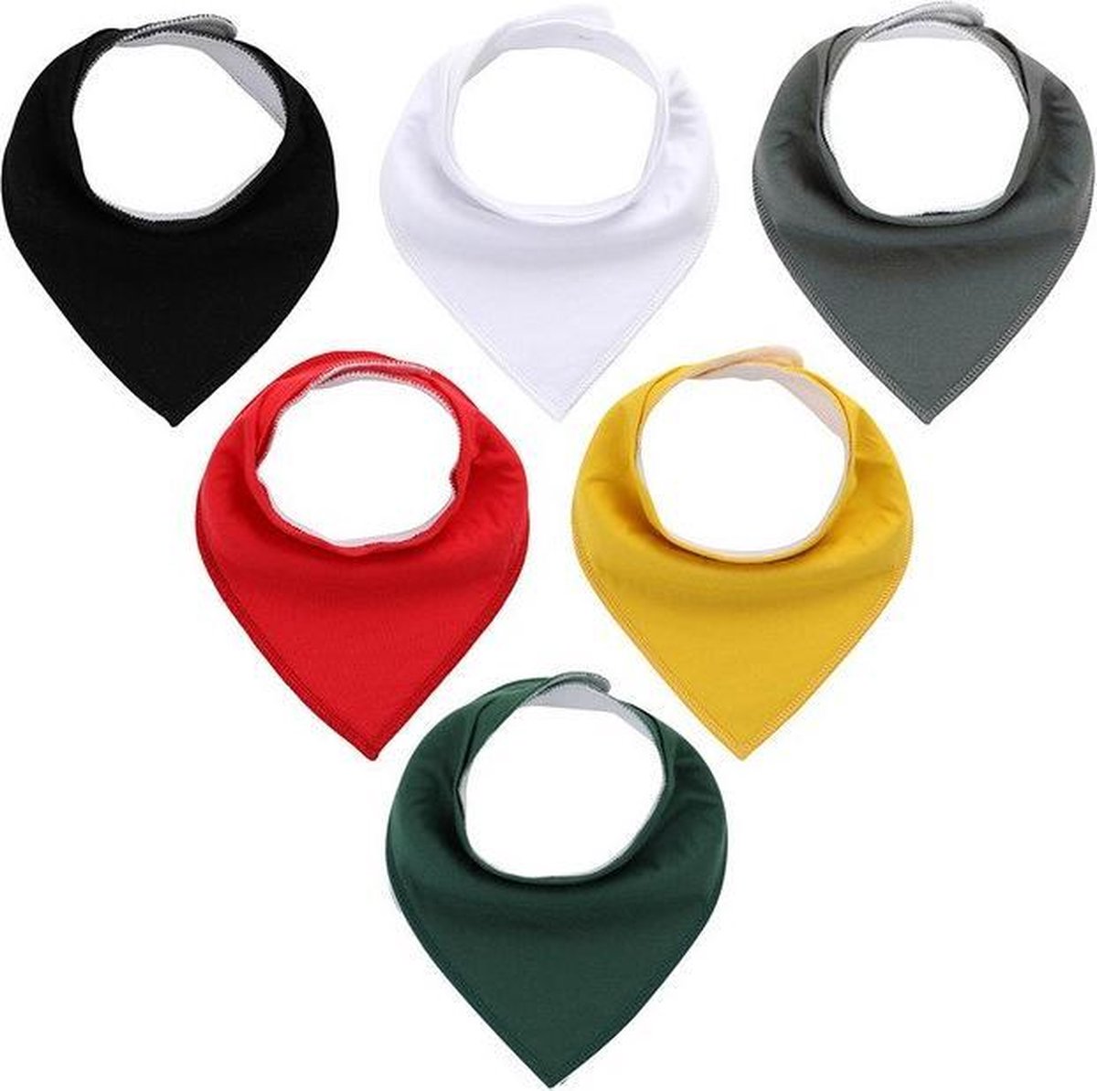 JillyBee - Slab - Slabbetje - Slabber - Bandana - 6pack - Grijs - Groen - Zwart - Multicolor