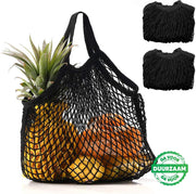 2x Zwarte Zero Waste Nettas Herbruikbare Boodschappentas / Groenten- en fruittas / Eco Bag