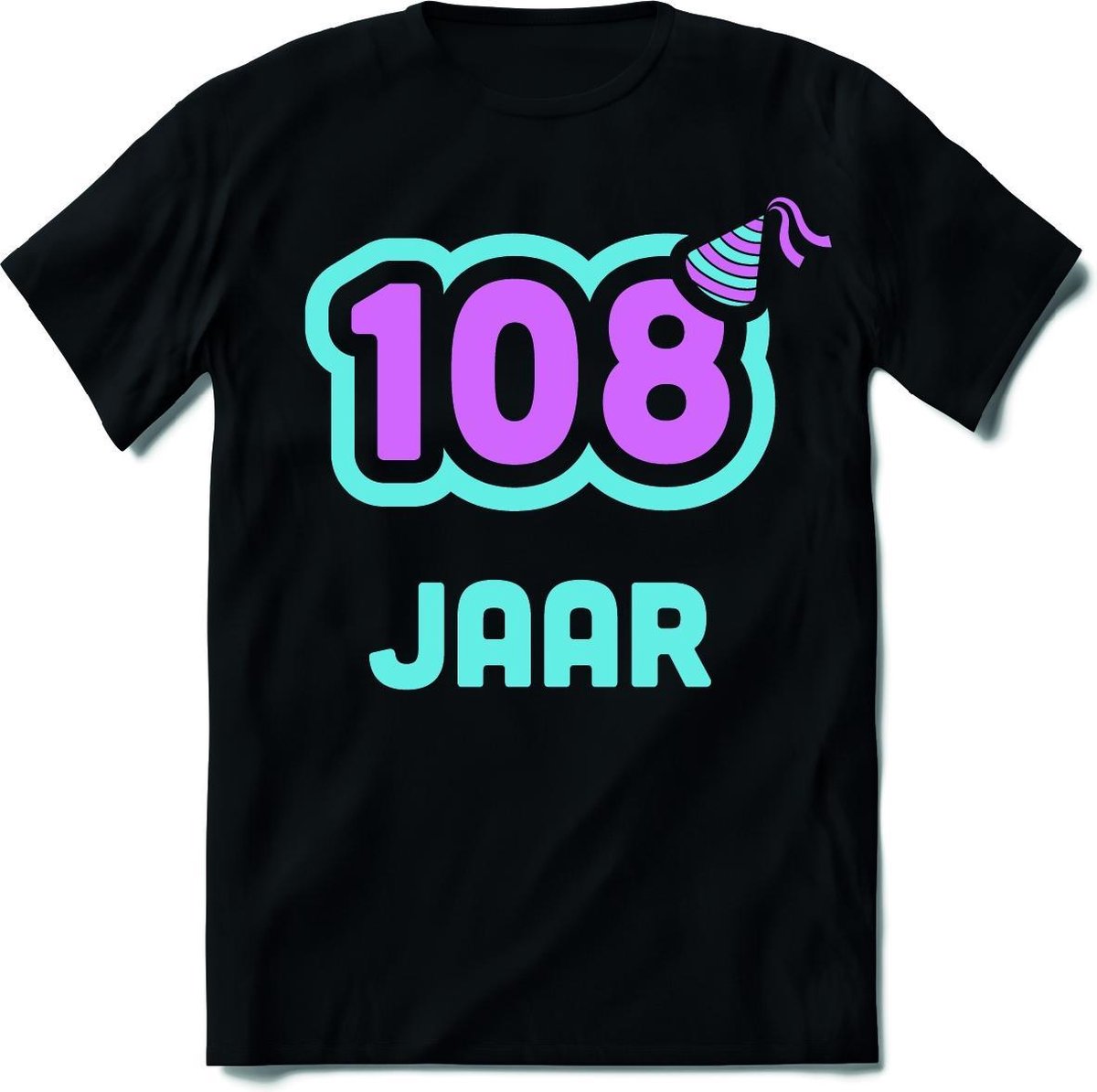 108 Jaar Feest kado T-Shirt Heren / Dames - Perfect Verjaardag Cadeau Shirt - Licht Blauw / Licht Roze - Maat S