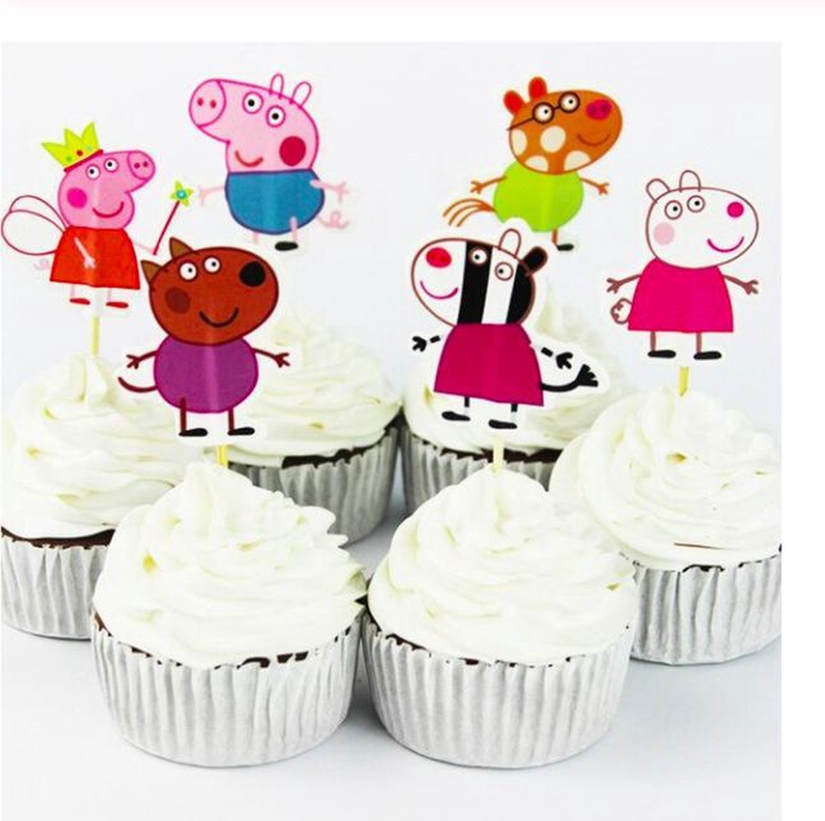 ProductGoods - 48 x Leuke Peppa Pig cocktailprikkers | Verjaardag | Sateprikkers | Traktatie | Feest | Cake topper decoratie | Prikkers