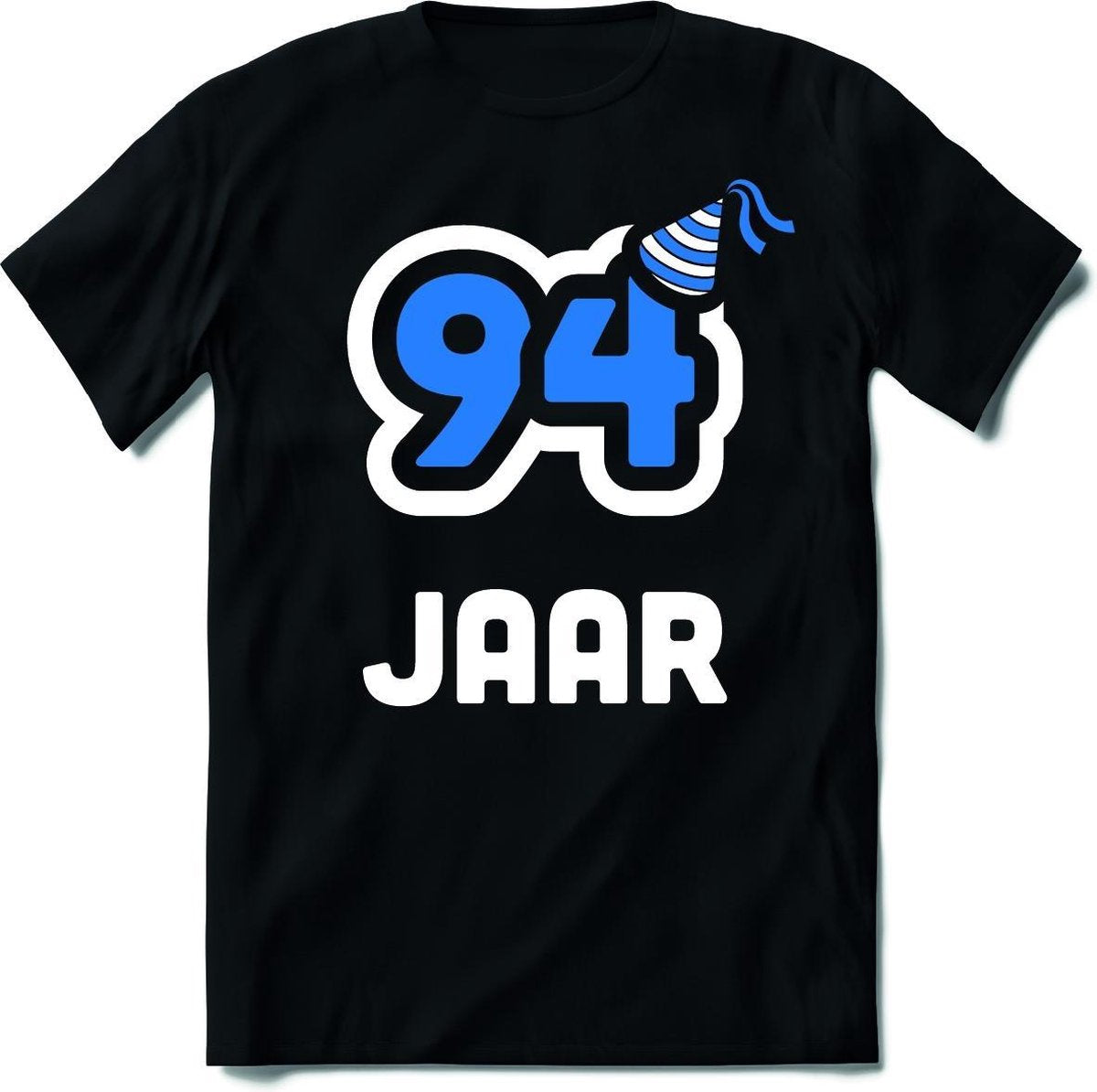 94 Jaar Feest kado T-Shirt Heren / Dames - Perfect Verjaardag Cadeau Shirt - Wit / Blauw - Maat XL