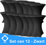 Statafelrok Luxe x 12 - Statafel Tafelrok - Statafelhoes - Stretch – ZWART - ∅80 x 110 cm – Horeca Evenementen | Sta Tafel Hoes | Statafel | Staantafelhoes | Cocktailparty | Trouwerij | Bruiloft | Sta-tafel rok | Statafelrok – SET VAN 12