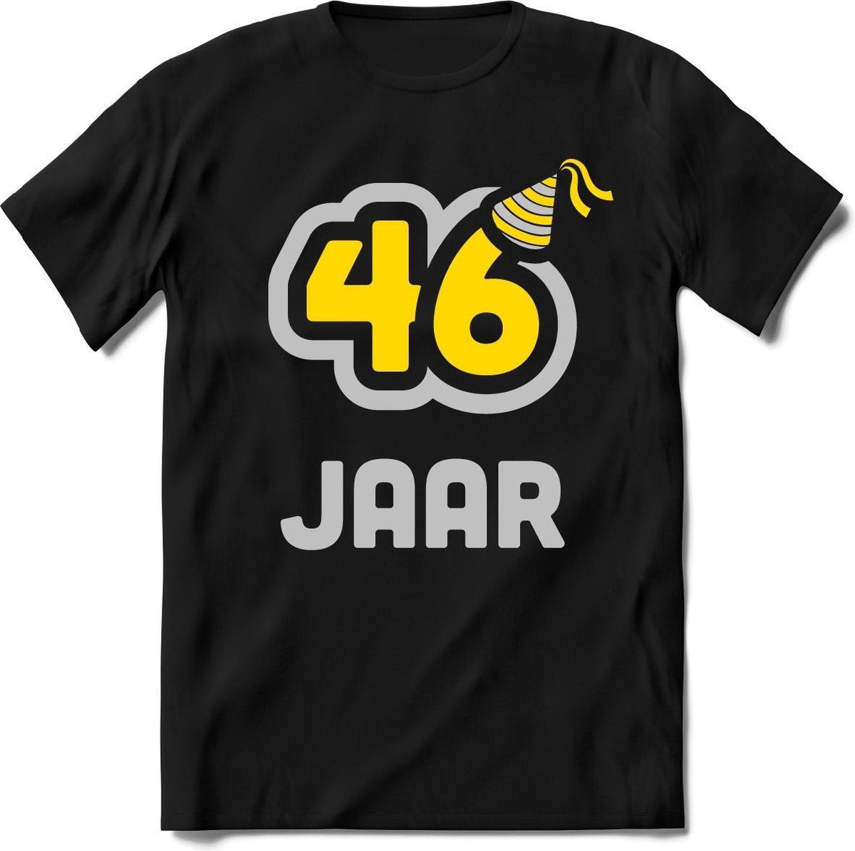 46 Jaar Feest kado T-Shirt Heren / Dames - Perfect Verjaardag Cadeau Shirt - Goud / Zilver - Maat XL