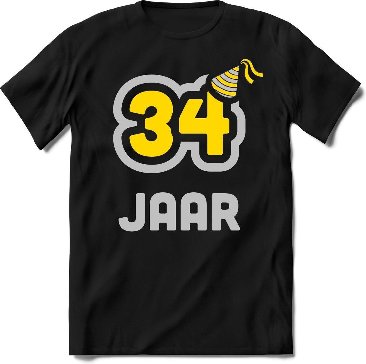 34 Jaar Feest kado T-Shirt Heren / Dames - Perfect Verjaardag Cadeau Shirt - Goud / Zilver - Maat L