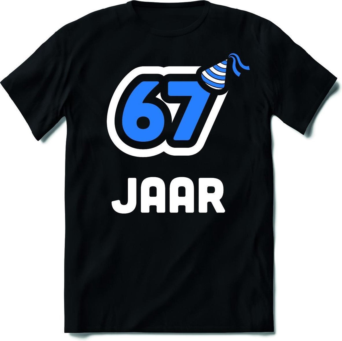 67 Jaar Feest kado T-Shirt Heren / Dames - Perfect Verjaardag Cadeau Shirt - Wit / Blauw - Maat XXL