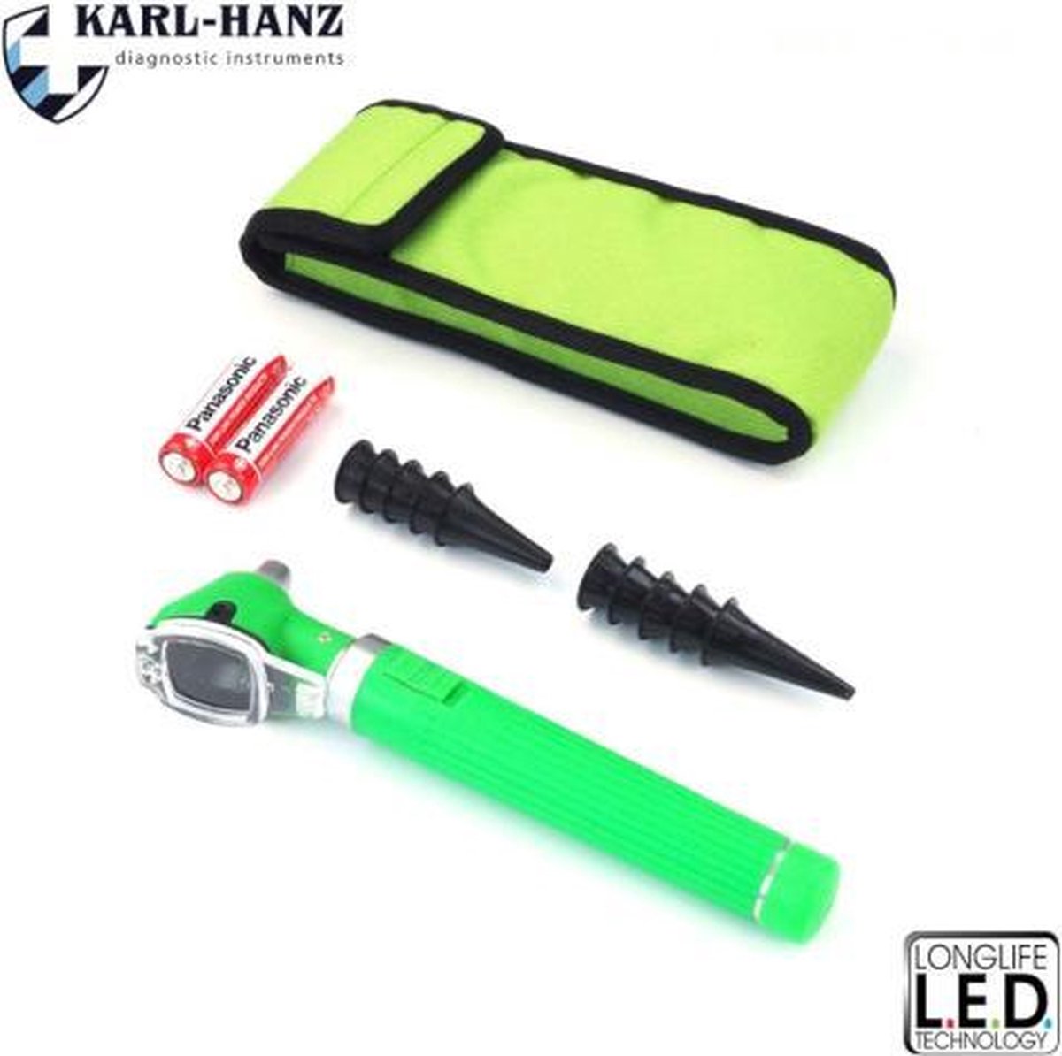 Karl-Hanz Fiber Optic Otoscoop groen met LED verlichting