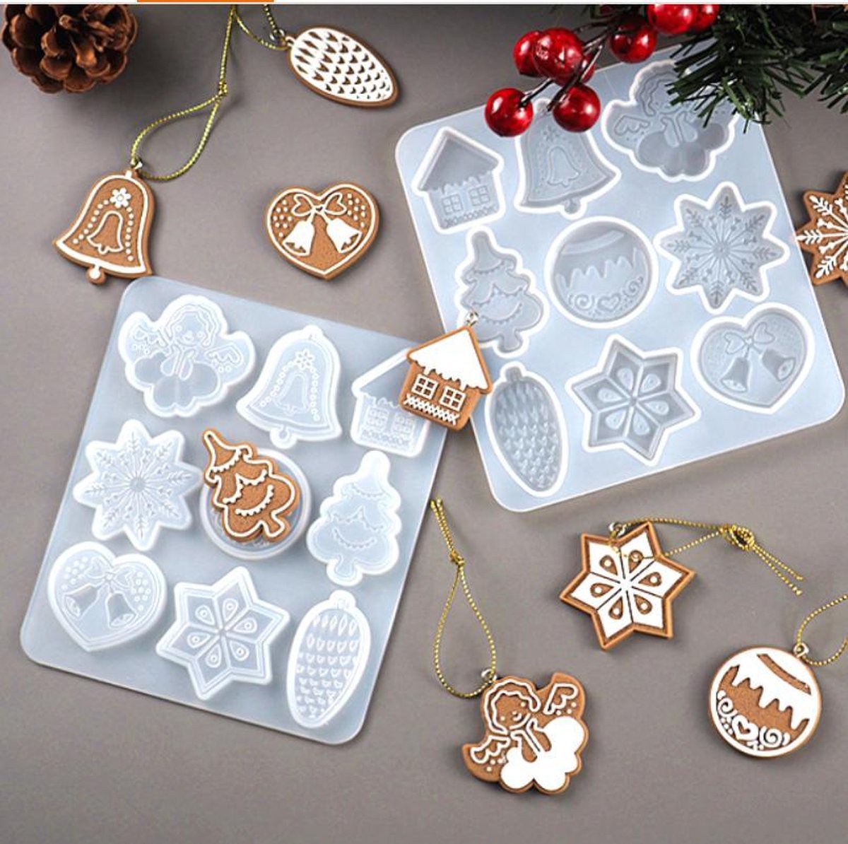 Kerstmis Engel Kerstbal Ster Siliconen 9 Delig Flexibel Kunststof Figuur Kerst Kerstmis Christmas Epoxy Bakvormen Cakevormen