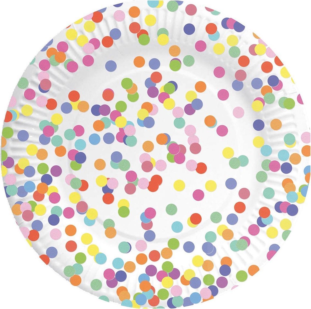 24x Confetti thema feest borden van karton 23 cm - Kinderfeestje/kinderverjaardag - Thema feest - Confetti feestversiering - Wegwerp bordjes - Gebaksbordjes van karton