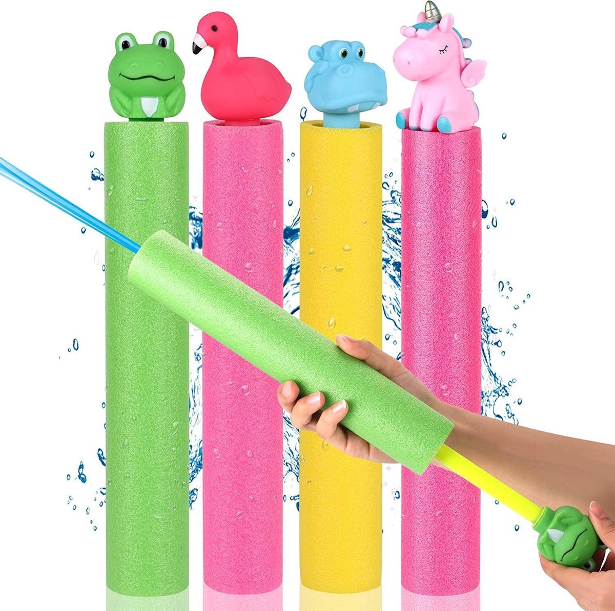 Waterpistool - Zinaps 4 stks Waterpistool Schuim Waterspuit Water kanon met groot bereik zwembad kanon schuim waterpistool water speelgoed tuin strand speelgoed voor kinderen volwassenen zomer pool feest- (WK 02127)
