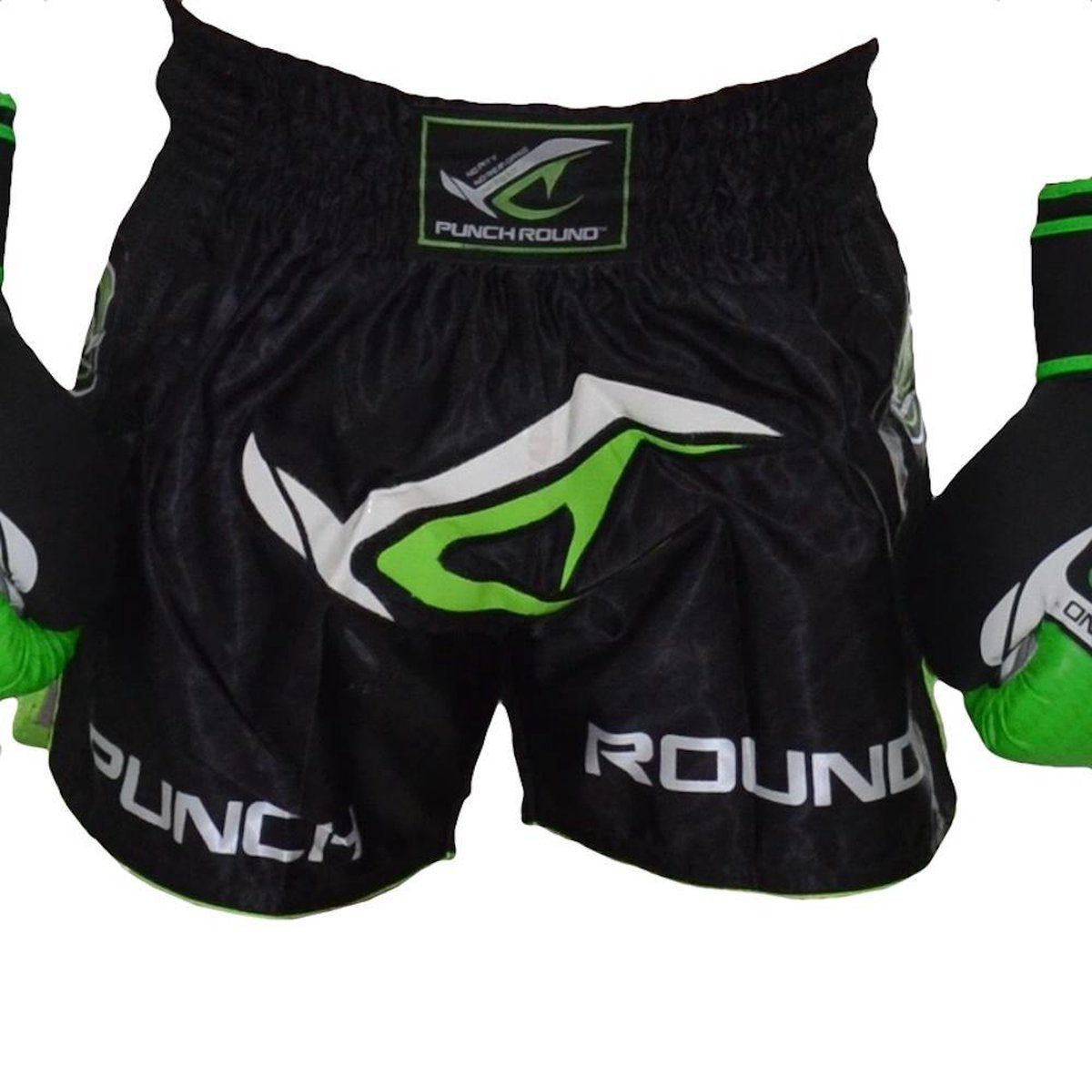 Punch Round NoFear Kickboks Shorts Zwart Neo Groen M = Jeans Maat 32