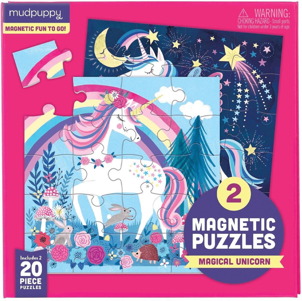 Mudpuppy magnetische puzzel Magische Eenhoorn dag & nacht - 2x 20 stukjes