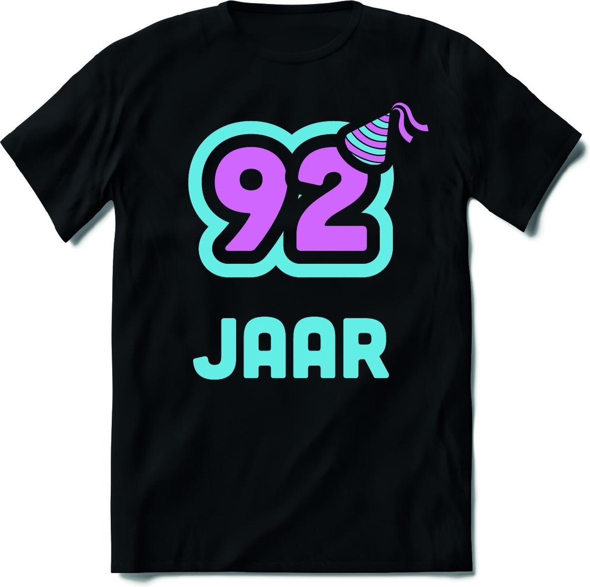 92 Jaar Feest kado T-Shirt Heren / Dames - Perfect Verjaardag Cadeau Shirt - Licht Blauw / Licht Roze - Maat XL