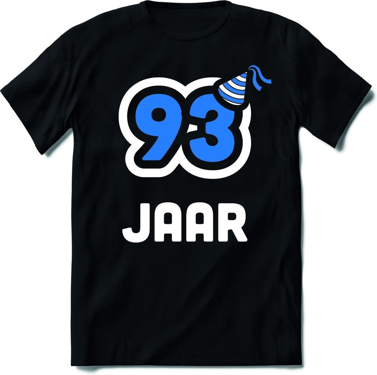 93 Jaar Feest kado T-Shirt Heren / Dames - Perfect Verjaardag Cadeau Shirt - Wit / Blauw - Maat 9XL