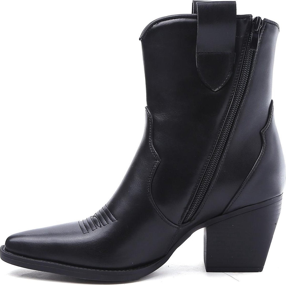 Smile Favorites® Dames Cowboylaarzen met Hak Kort - Imitatieleer - Zwart - Maat 36