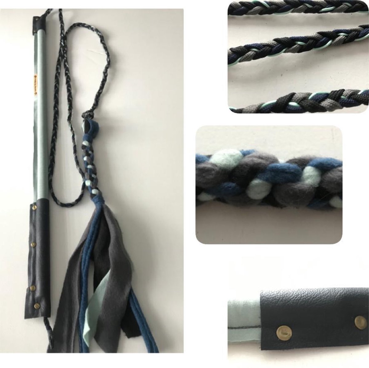 Hondenspeelgoed. Flirtpole maat 1 in de kleuren mintgroen en antraciet. Hondenhengel. Hondentraining. MadeByShuko