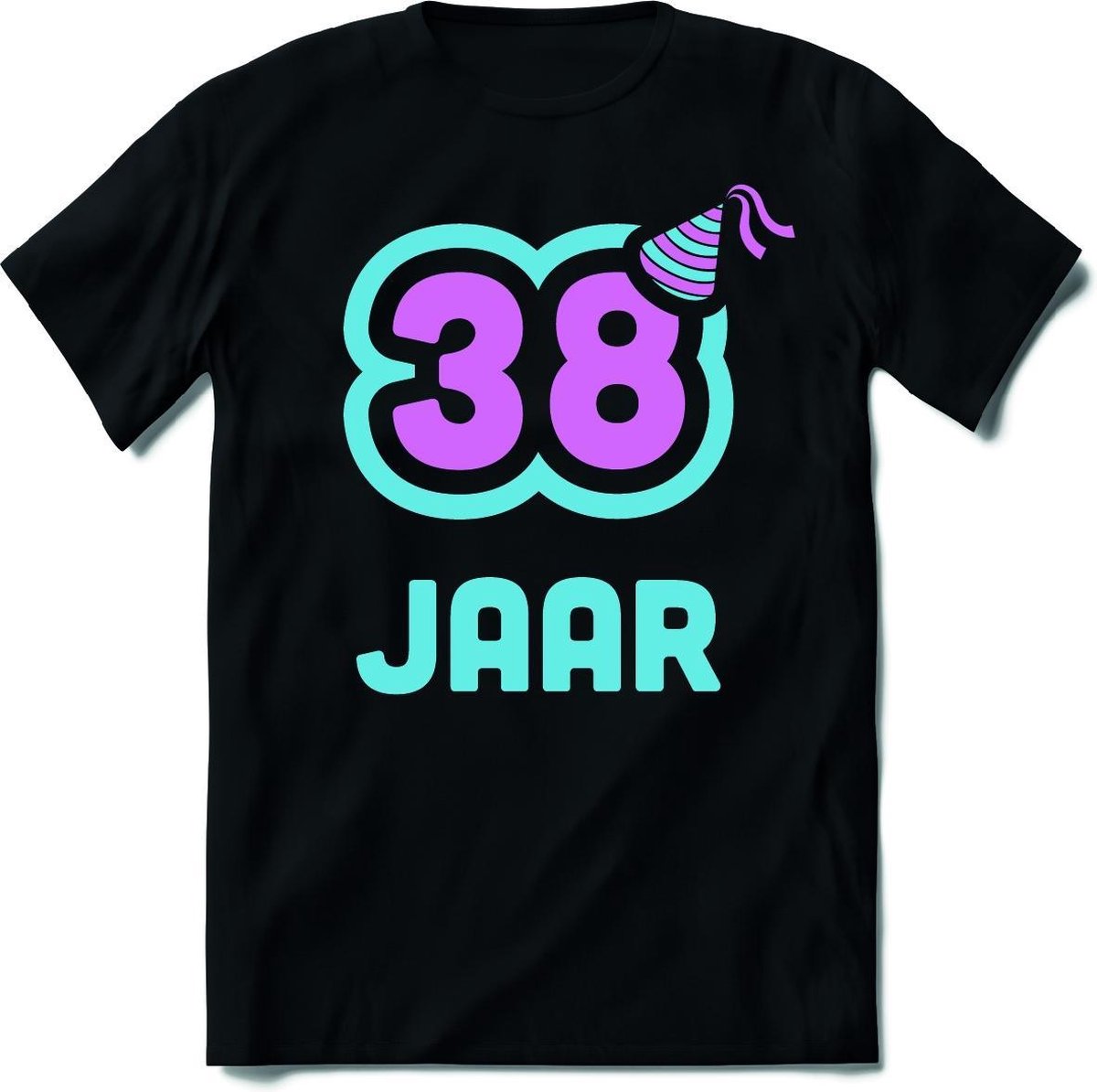38 Jaar Feest kado T-Shirt Heren / Dames - Perfect Verjaardag Cadeau Shirt - Licht Blauw / Licht Roze - Maat XL