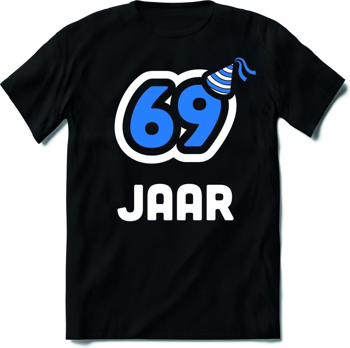 69 Jaar Feest kado T-Shirt Heren / Dames - Perfect Verjaardag Cadeau Shirt - Wit / Blauw - Maat XL
