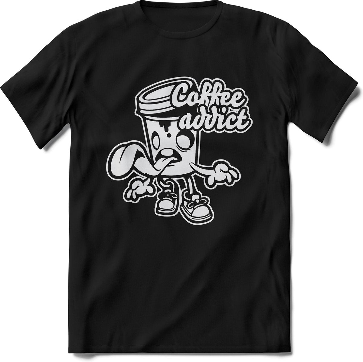Koffie T-Shirt Heren – Grappig koffiebeker shirt Dames – Perfect koffiebonen tshirt cadeau – Coffee Addict Shirt -  Maat M