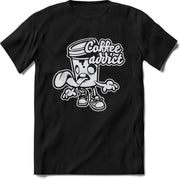 Koffie T-Shirt Heren – Grappig koffiebeker shirt Dames – Perfect koffiebonen tshirt cadeau – Coffee Addict Shirt -  Maat M