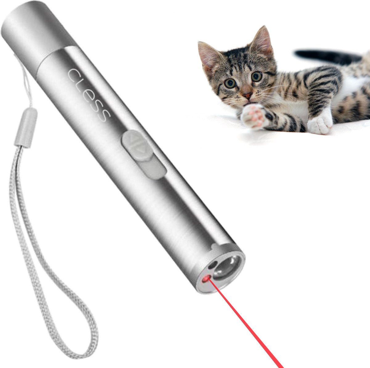 Cless - Kattenpen - USB oplaadbare laserpen - RVS - 3 in 1 - Kattenspeelgoed  - Kattenspeeltje - Laserpointer - Update model 2021
