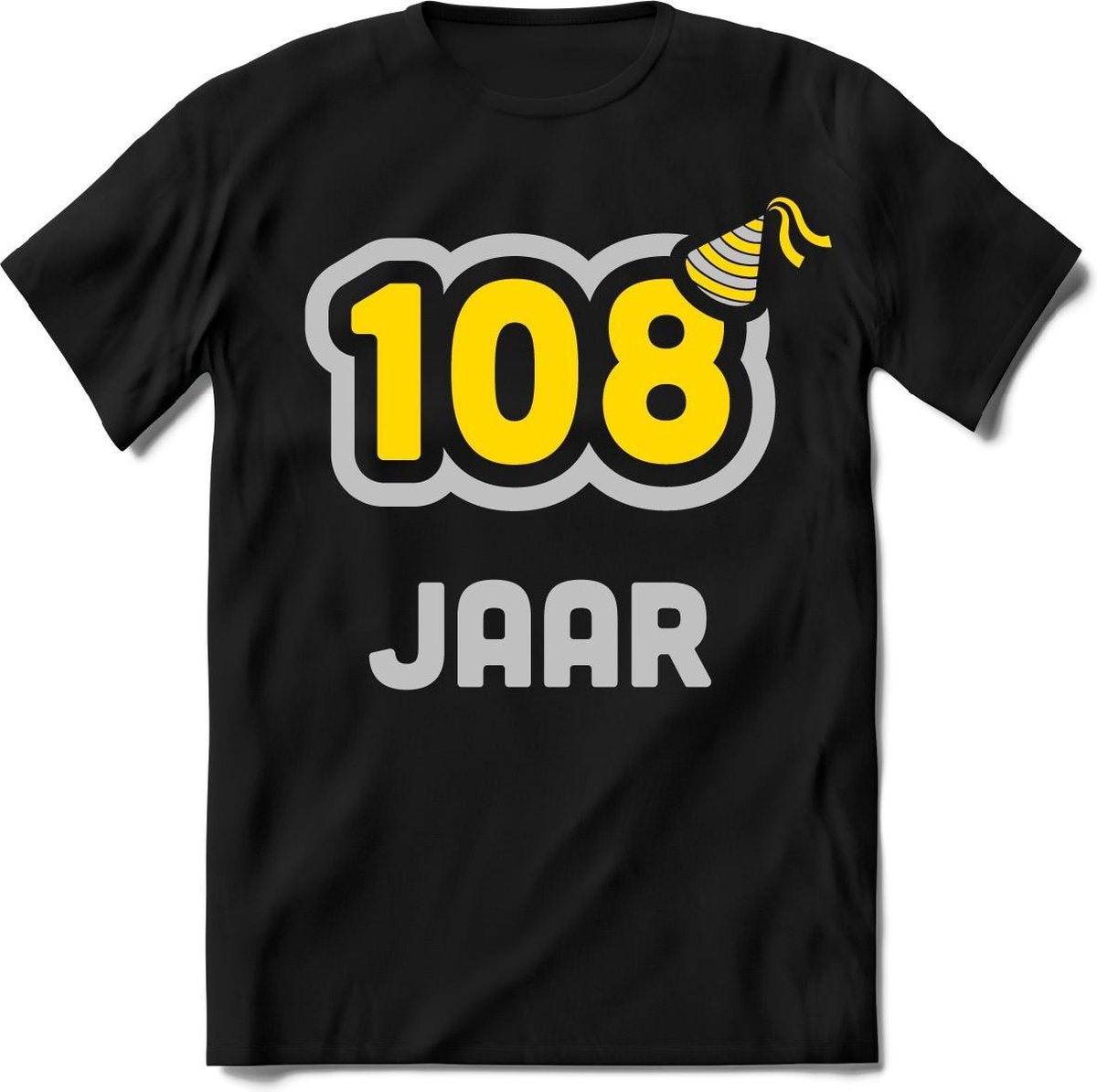108 Jaar Feest kado T-Shirt Heren / Dames - Perfect Verjaardag Cadeau Shirt - Goud / Zilver - Maat L
