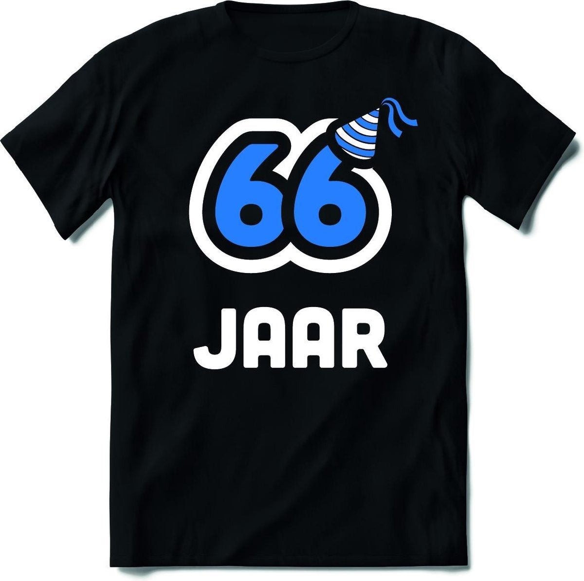 66 Jaar Feest kado T-Shirt Heren / Dames - Perfect Verjaardag Cadeau Shirt - Wit / Blauw - Maat S