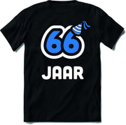 66 Jaar Feest kado T-Shirt Heren / Dames - Perfect Verjaardag Cadeau Shirt - Wit / Blauw - Maat S