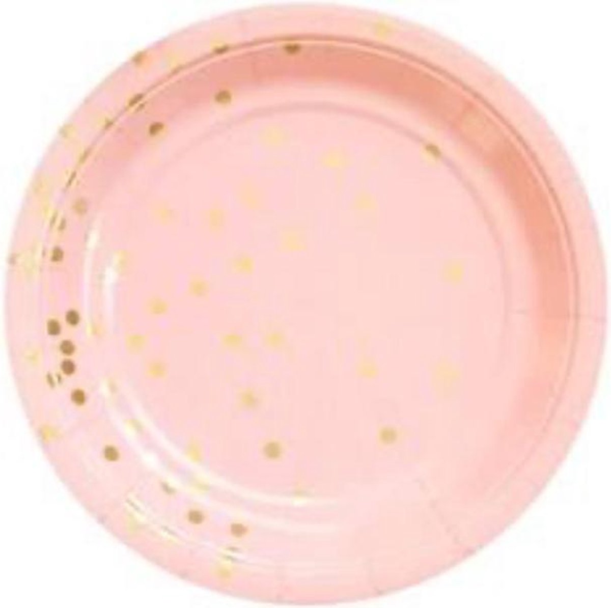 Kartonnen Bordjes roze met stippen 18cm 10st - Wegwerp borden - Feest/verjaardag/BBQ borden / Gebak bordjes maat - feestjes - Babyshower